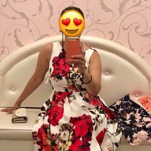 Ros & ali flower pattern fit and flair dress